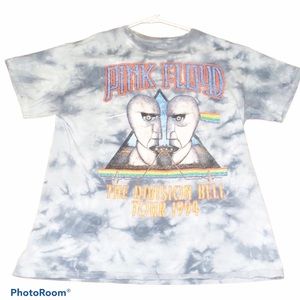 PINK FLOYD, medium, blue and white tye-dye t shirt